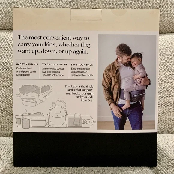 New Tushbaby Baby Hip Seat Carrier Lite Charcoal - Picture 3 of 5